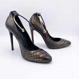 Stunning Richard Braqo Designer Heels Pumps Bronze Scales Gold Ankle 40 / 10